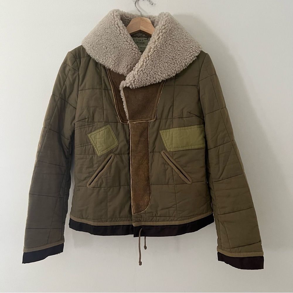 Diesel Vintage Y2K Coat Patchwork Jacket Quilted Green Size Small